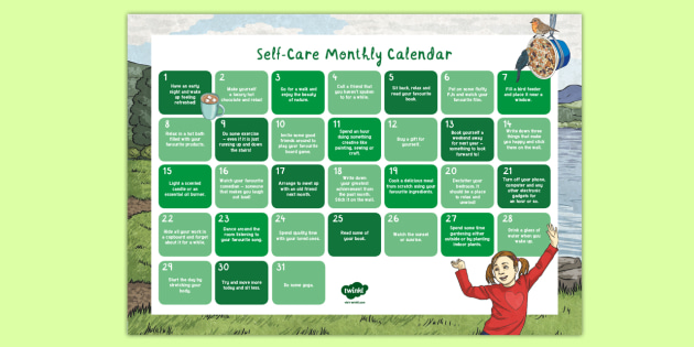 Staff Wellbeing Self Care Monthly Calendar Teacher Made