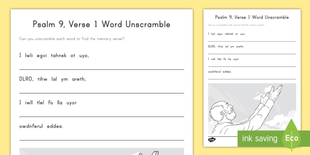 Psalm 91 Word Unscramble Bible Memory Verse Christian - 
