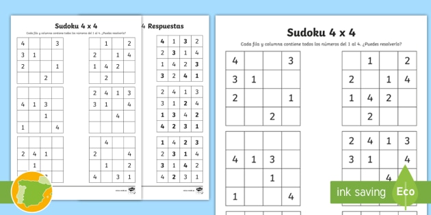 tubería damnificados calor Juego: Sudoku infantil 4x4 (teacher made) - Twinkl
