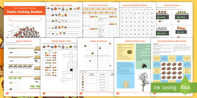 year 6 autumn themed maths activity booklet teacher made