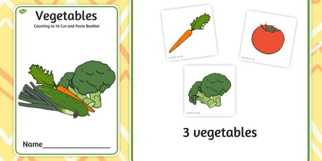 Vegetable Counting to 10 Cut and Paste Booklet