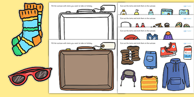 Download Pack A Suitcase Cut And Stick Activity Teaching Resources