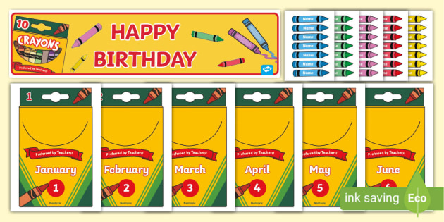 Crayon Birthday Display (Teacher-Made) - Twinkl