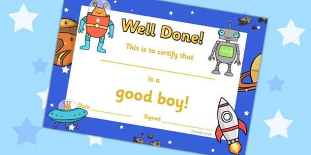 Free Good Boy Award Certificates Teacher Made