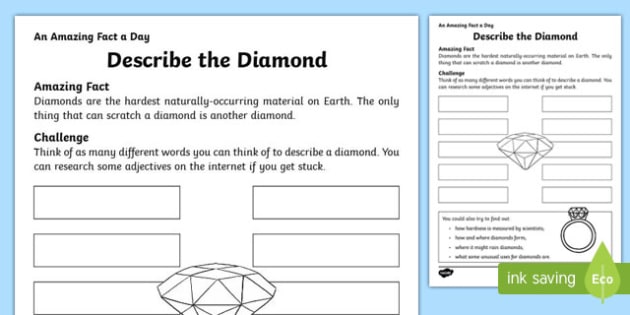 Describe the Diamond Worksheet / Worksheet, worksheet