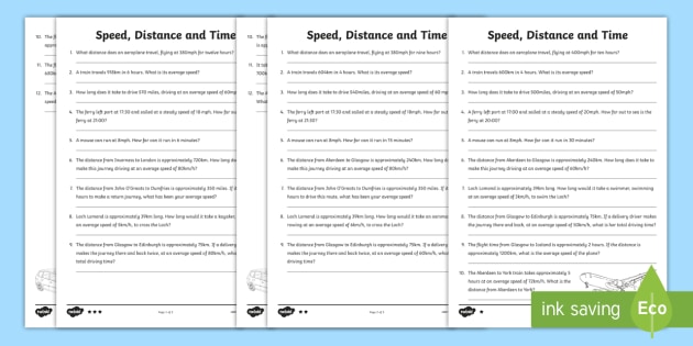 Speed Distance And Time Worksheet Cfe Resources Twinkl