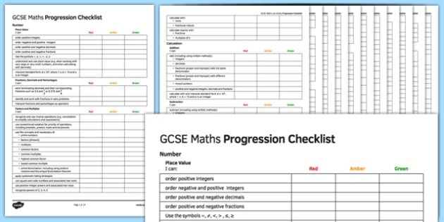 GCSE Maths Foundation Progression Checklist (teacher made)