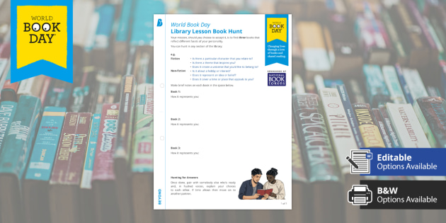 FREE! - Library Lesson Book Hunt | World Book Day | Beyond English