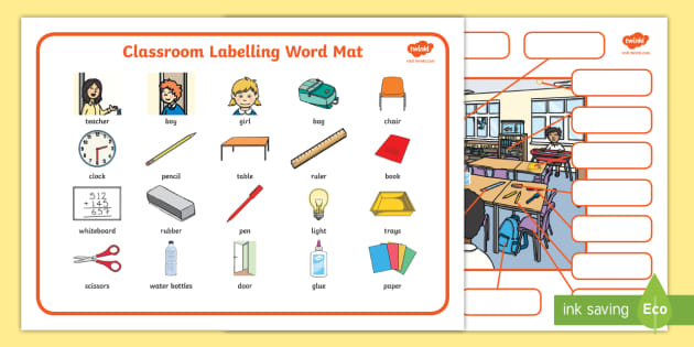Classroom Labeling Worksheet (Teacher-Made) - Twinkl
