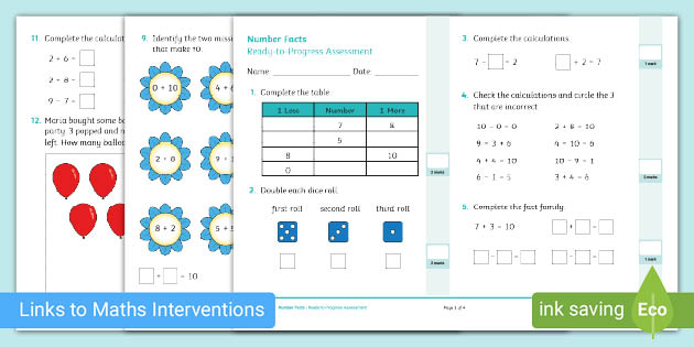 👉 Assessment of Year 2 Ready-to-Progress Criteria: Number Facts