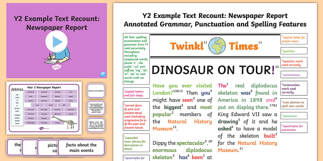 Y2 Recounts: Newspaper Report Model/ Example Text - KS1