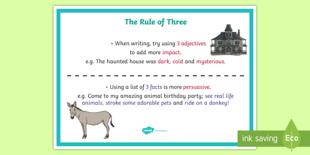 The Rule Of Three Example Display Poster Teacher Made