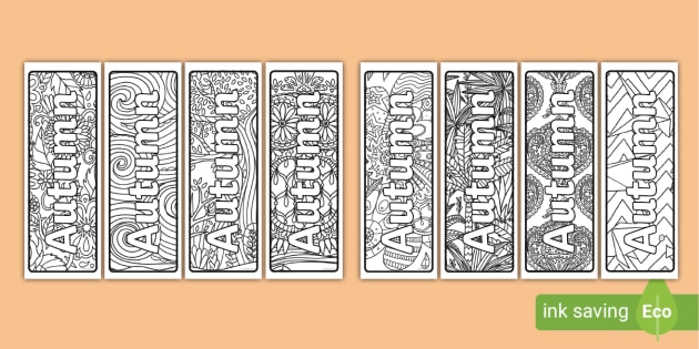 Autumn Mindfulness Name Colouring Bookmarks