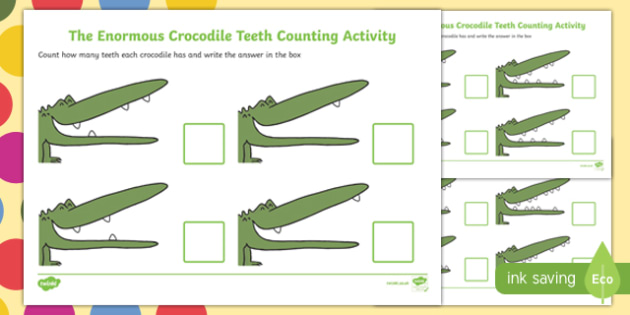 The Enormous Crocodile Teeth Counting Worksheet / Activity Sheet