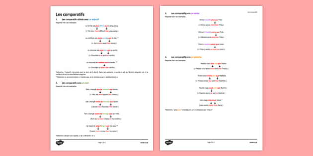 French Les Comparatifs teacher Made 