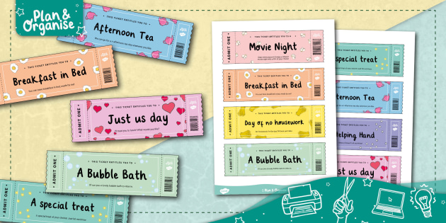 Vouchers for Parents Family Friends Printable Gifting