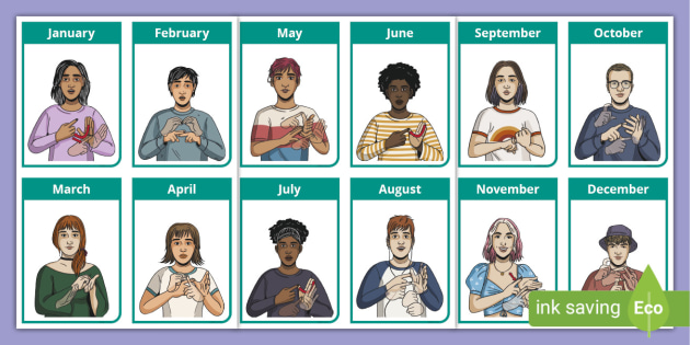 Older Learners Bsl Months Of The Year Flashcards