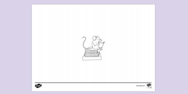 Mouse Reading Colouring Library Mouse Colouring | KS1 Colouring Sheets | Twinkl