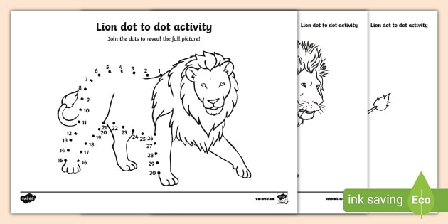 Lion Dot To Dot Activity Sheets