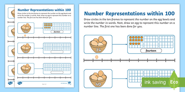 representing numbers within 100 worksheet teacher made