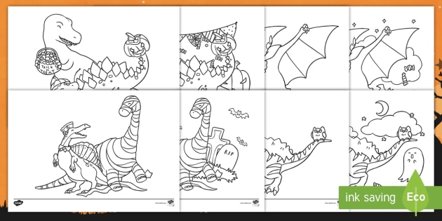 Halloween Dinosaurs Colouring Pages Teacher Made