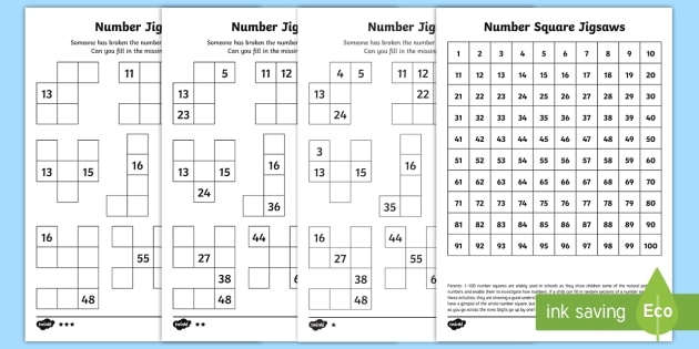 Number Square Jigsaws Worksheet Worksheets teacher Made 