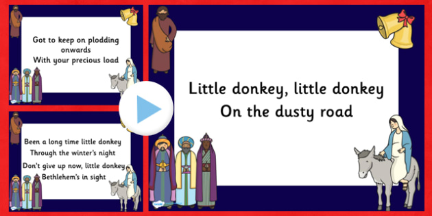 Little Donkey Christmas Carol Lyrics PowerPoint - little donkey