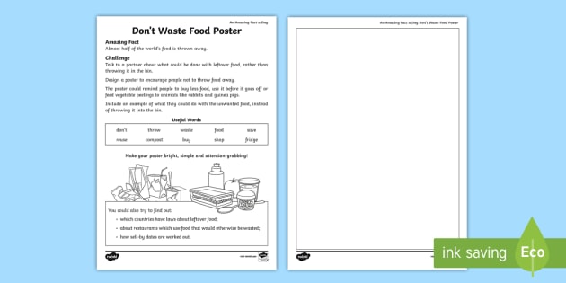 Don't Waste Food Poster Worksheet / Worksheet (Teacher-Made)