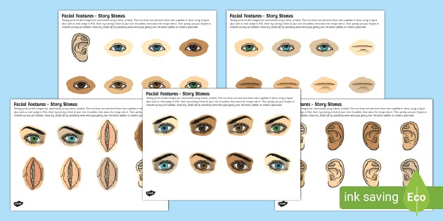 Facial Features Story Stone Image Cut Outs