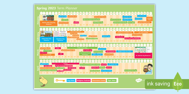 Dates Of Spring - Spring Term 2023 Display Calendar - Twinkl Dates Of Spring - Spring Term 2023 Display Calendar - Twinkl