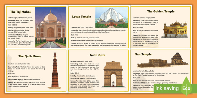 Indias Famous Monuments Fact Cards Teacher Made 0925