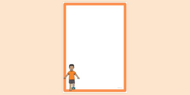 Simple Blank Child Balancing Beanbag on Foot Page Border