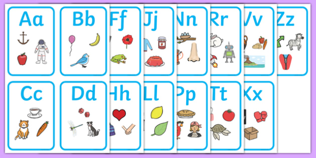 alphabet pictures set of cards primary education