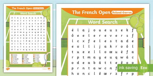 👉 French Open Word Search The French Open Primary Resource