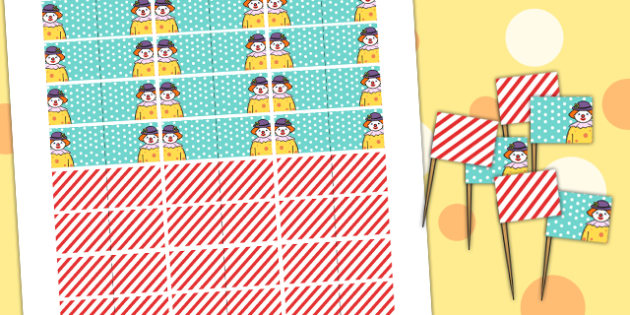 Circus Themed Birthday Party Toothpick Flags (teacher made)