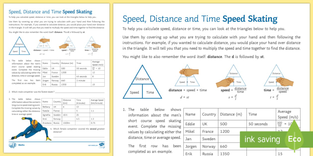 Post-impressionism tribe tense Speed, Distance and Time: Speed Skating Worksheet - Twinkl