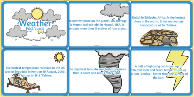 Amazing Weather Display Fact Cards - Primary Resources
