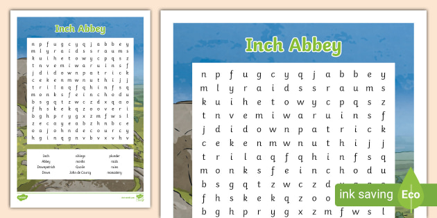 Inch Abbey Word Search Twinkl NIreland (teacher made)