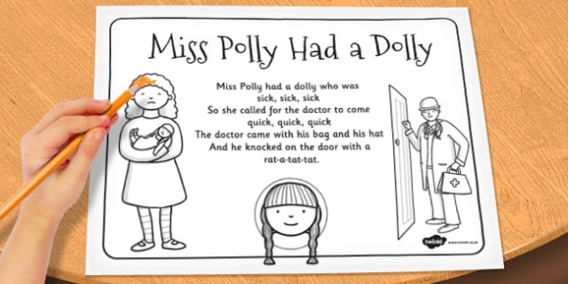 Miss Polly Had a Dolly Colouring In Sheet - colour, worksheet