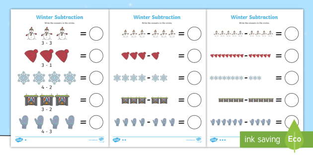 Winter Themed Subtraction Worksheet / Worksheet - Subtraction Worksheet