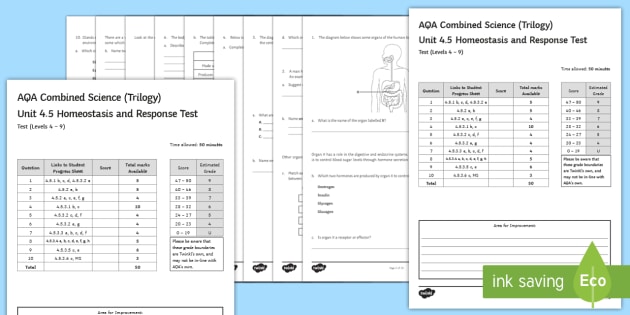 AQA Style Biology (Combined) Unit 5 Homeostasis and Response