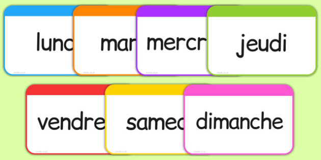 Days Of The Week Flashcards French Teacher Made