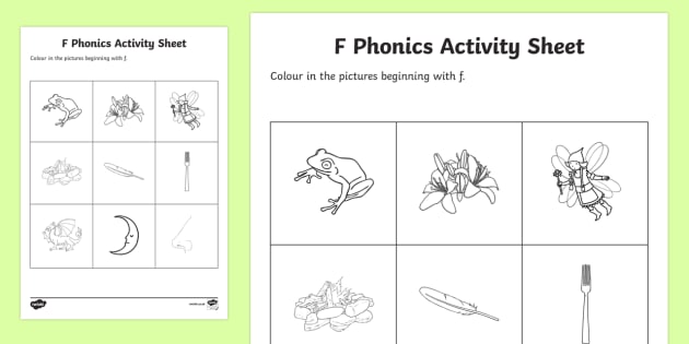 Phonics 'F' Worksheet | Primary Literacy Resources