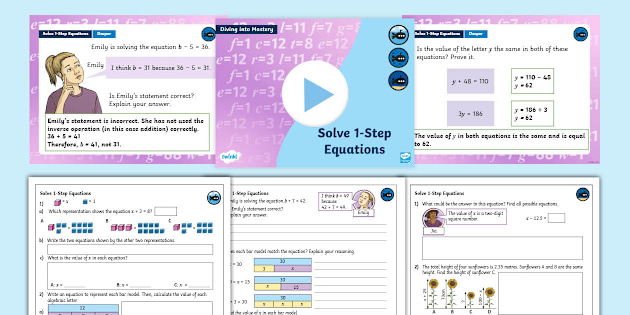 👉 Year DiM: Step Solve 1-Step Equations Teaching Pack