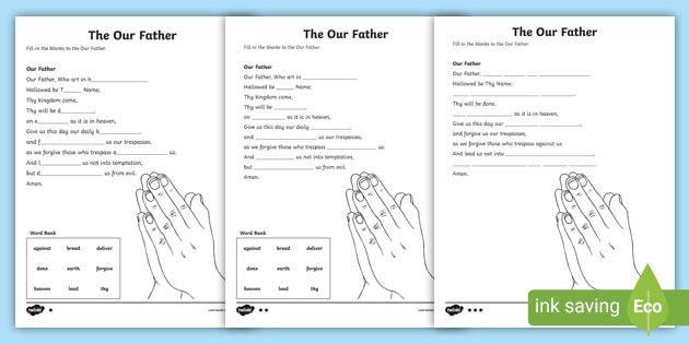 the our father fill in the blanks differentiated activity