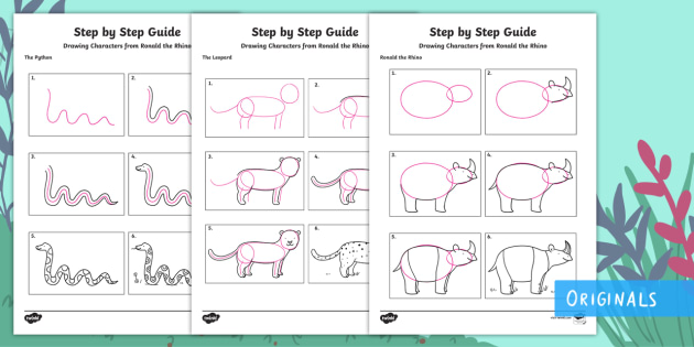 Easy How To Draw Jungle Animals Guide For Children