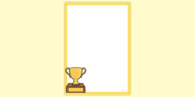 FREE! - Trophy with Stand Page Border | Page Borders | Twinkl