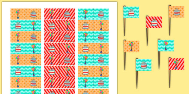 4th Birthday Party Toothpick Flags