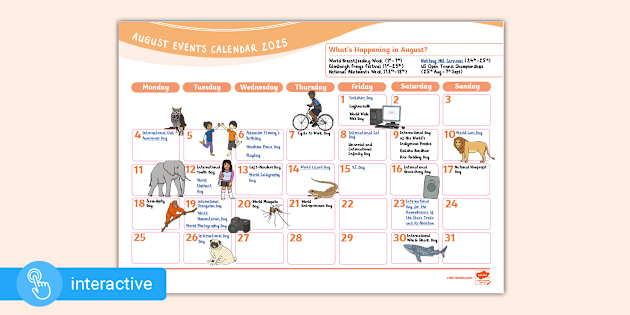 August Events Calendar (2025)