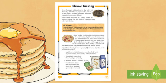 Years 3 4 Shrove Tuesday Facts Sheet Teacher Made